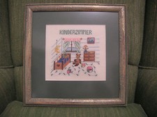 Kinderzimmer-Bild, handgestickt, ca. 32x32 cm