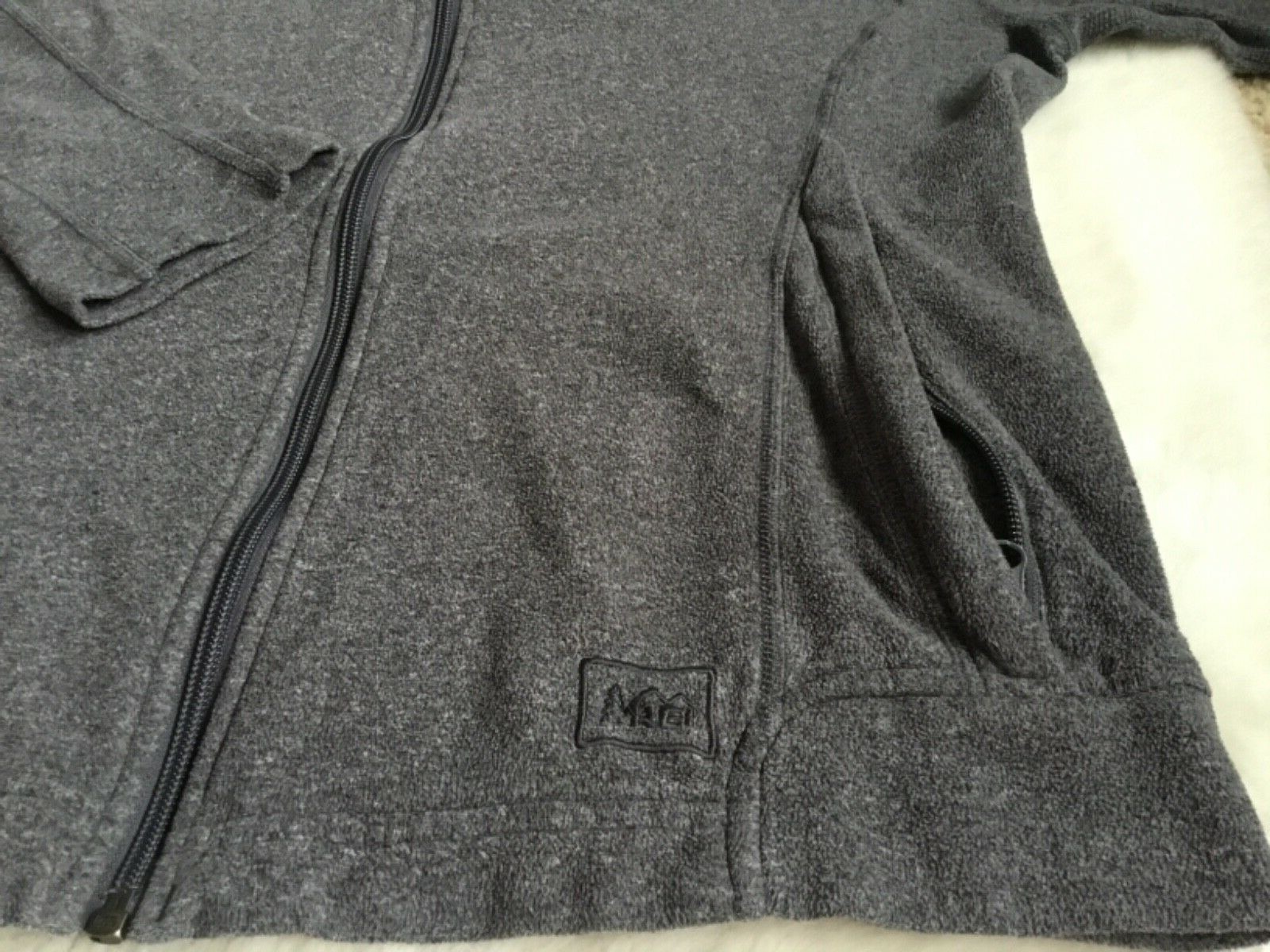 REI Women’s Fleece Full Zip Jacket with Hood Gray Size Large eBay