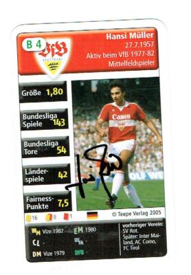 Hansi Müller quartet card 2005 VfB Stuttgart with original signature!