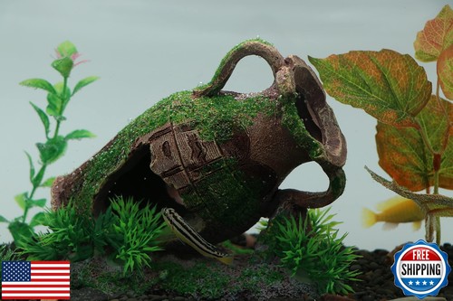 AQUA KT Aquarium Ruins Ancient Greek Leaning Vase Rock Broken Barrel Fish Hid - Picture 4 of 5