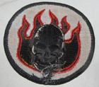 SKULL AND FLAMES PATCH chopper motorcycle biker patches vintage tattoo art — photo 2