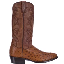 Dan Post Men's Tempe Saddle Tan Full Quill Ostrich Foot DP2323 Boot