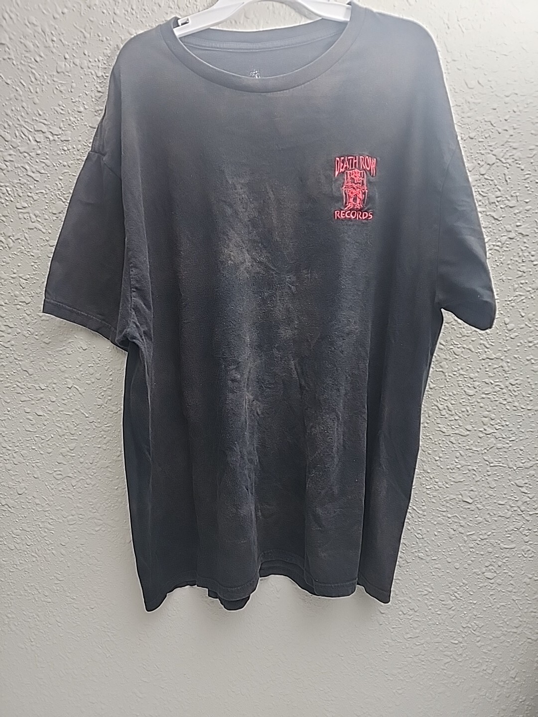 FILA Camicia Death Row Records da uomo nera cravatta tintura logo ricamato candeggina lavata XL