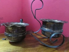 VINTAGE ANTIQUE Celtic Quality Plate (England) Sugar & Creamer with stand