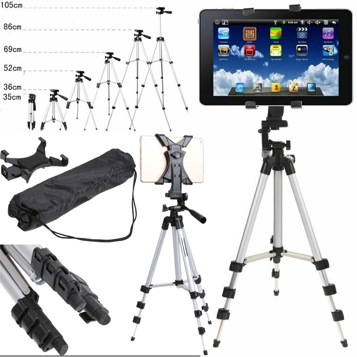 Universal Tripod Telescopic Tablet Camera Holder Stand For Apple