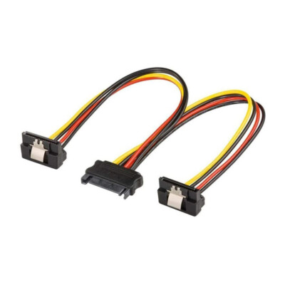 SATA PC Y Stromkabel Stromadapter | 1x SATA Buchse zu 2x Stecker 90° 0.2 m