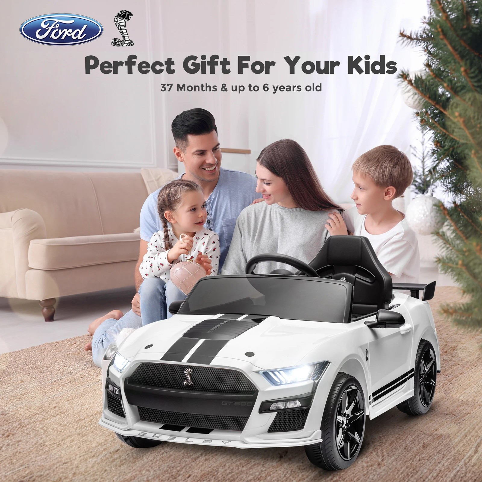 Licensed Ford Mustang GT500 12V 7AH Kids Electric Ride on Car Toy,16