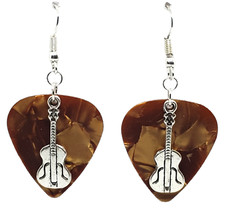 Acoustic Guitar Charm Guitar Pick Earrings - Choose Color - Handmade in USA