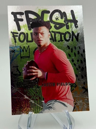 🏈 JUSTIN FIELDS 2021 METAL GREEN FRESH FOUNDATION ROOKIE RC # FF35