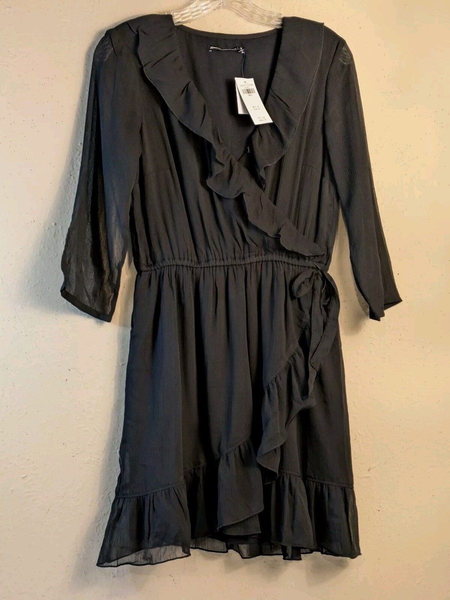 abercrombie black ruffle dress Women's Long-Sleeve Easy Waist Ruffle Mini Dress | Women's Clearance