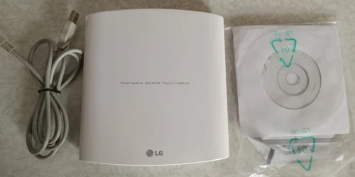 Graveur EXT USB 2.0 LG SLIM CD/DVD 24X/8X GP08NU20 Blanc + câble micro USB 1,50m