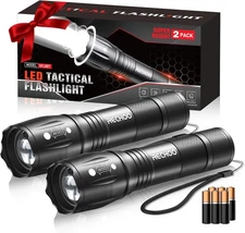 RECHOO LED Flashlight 2 Pack, Tactical Flashlights High Lumens with 3 Modes, Poc