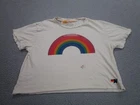 Aviator Nation Shirt Womens L Rainbow Grunge Punk Beach Surfer Distress cropped