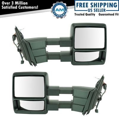 Power Heated Puddle Light Dual Arm Towing Mirror Pair for 11-17 Ford Expedition