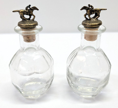 VTG Blanton s Bourbon Mini Empty Bottles 4  Horse Jockey Cork Stopper Set of 2