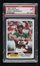 1984 Topps 1983 Highlight Rickey Henderson #2 PSA 9 MINT HOF 0d3