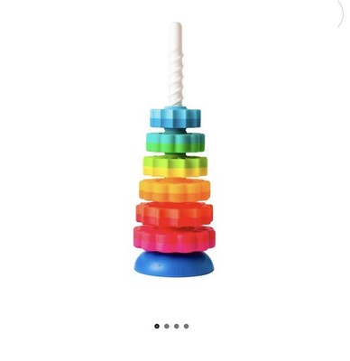 Spinning Rainbow Stacking Tower Puzzle Early Educational Learning Toddler Toy