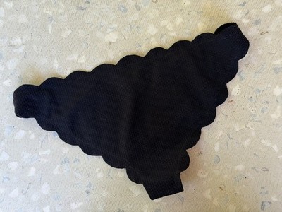 MARYSIA Bikini Bottom Size S Black Scalloped Edges