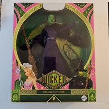Mattel Deluxe Wicked ELPHABA Doll with Stand, Hat, Broom, & Bag
