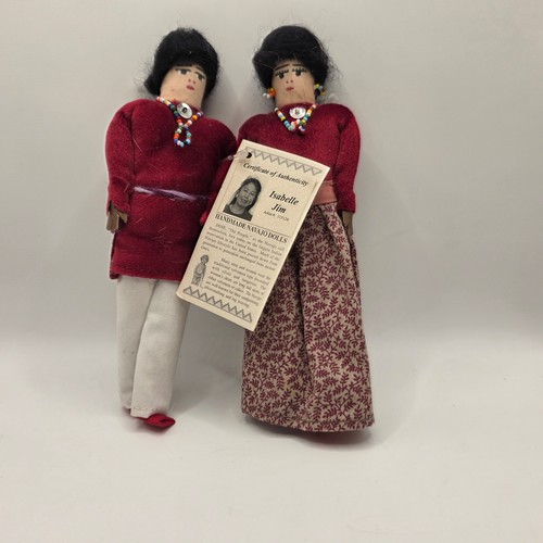 Handmade Navajo Dolls Isabelle Jim Artist 113124 Traditional Velveteen Set COA