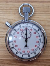 Vintage EIG Swiss Made 7 Jewels Stop Watch Stainless Steel 1/10 Sec Resolution 