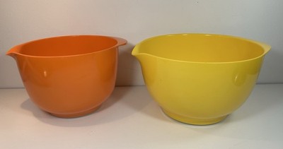Rosti Mepal Melamine Nesting Mixing Bowls Set of 2 Yellow 3L Orange 2L Retro MCM