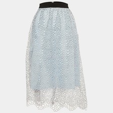SelfPortrait Blue Daisy Guipure Lace Midi Skirt M