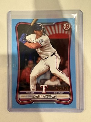 2026 Bowman Wyatt Langford #88 Light Blue Border SN# 435/499 Texas Rangers Paper