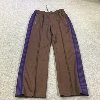 Needles Track Pants Mens Medium Brown Poly Smooth Butterfly Logo Side Stripe