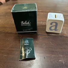 Belleek Fine China Baby Girl Money Box Bank, A B C Block in Original Box