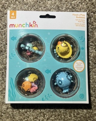 Munchkin Float & Play Bubbles Spin & Rattle Bath Toys Set - 4M+ Ages, Set of 4