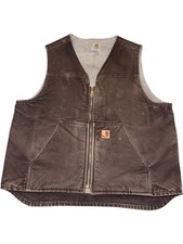 XL Vintage Carhartt Canvas Fleece Sherpa Vest Thrashed Faded 90s Y2k Workweer