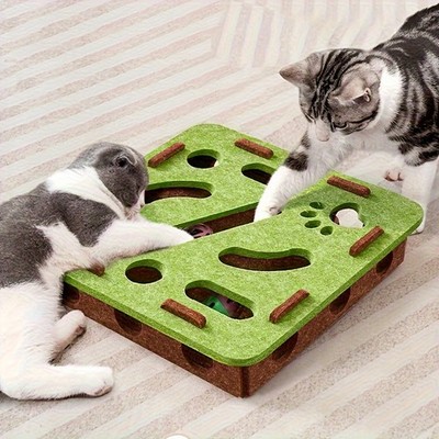 Interactive Cat Puzzle Toy With Maze Tunnel, Bell Ball & Pathways - No Batteries