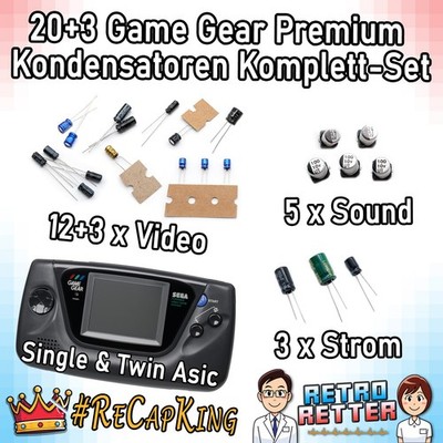 20+3 Sega Game Gear Original Kondensatoren-Werte ELKOS Ersatz Strom Bild Ton NEU