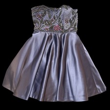 Sherri Hill Deep Purple Satin Strapless Beaded Cocktail Dress NWT Size 2