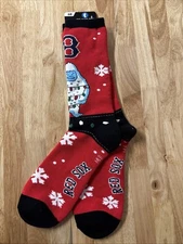 Red Sox Christmas Socks Yetti W/ Christmas Lights For Bare Feet Socks Sz Large