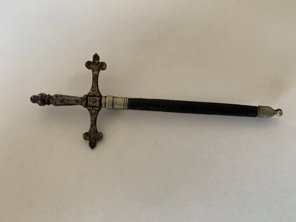 Ancienne rare broche épée médievale bijoux dague forgé - Photo 4/4