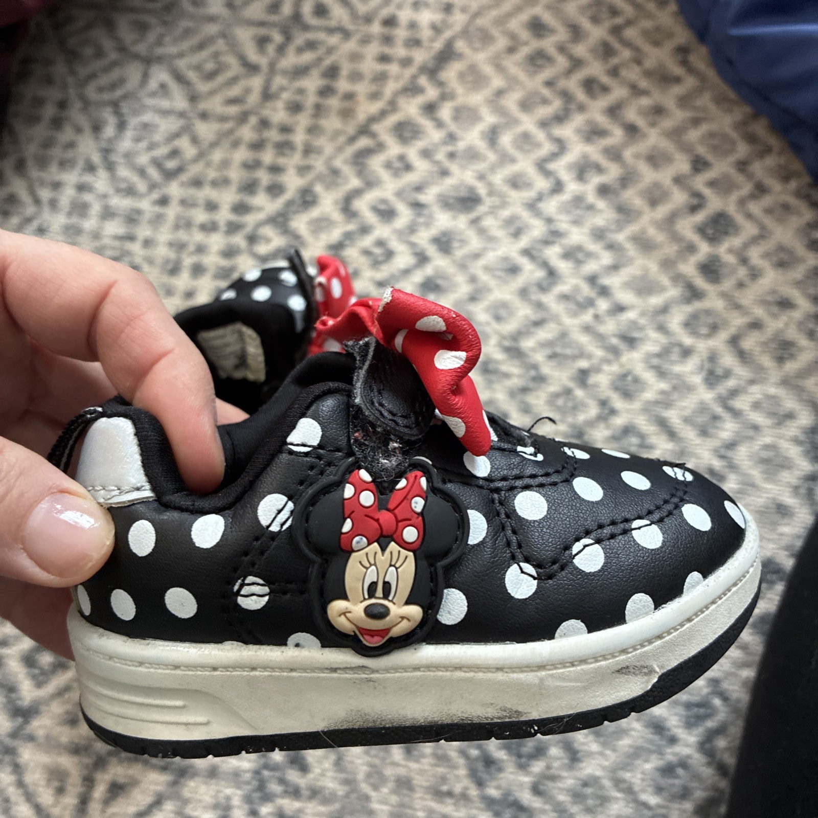 Shoes Red Bow Black White Polka Dot