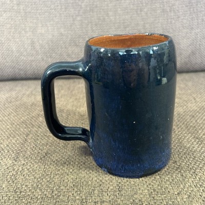 Handarbeit Studiokeramik Becher blaue Glasur Handwerk Kaffeetasse rustikal Keramik
