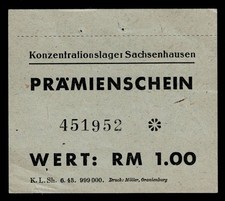 Germany  Sachsenhausen Concentration Camp  C.4062  1 RM  XF