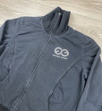 Escada Sport Womens Full Zip High Neck Sweater Rhinestone Logo Black Size US 10