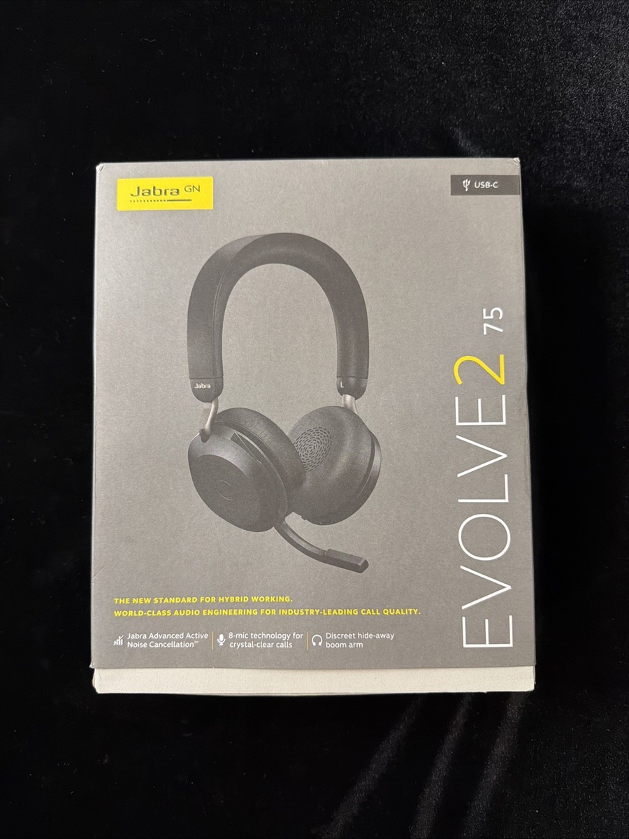 Jabra Evolve2 75 Wireless Headset - Black, USB-C, UC Compatibility