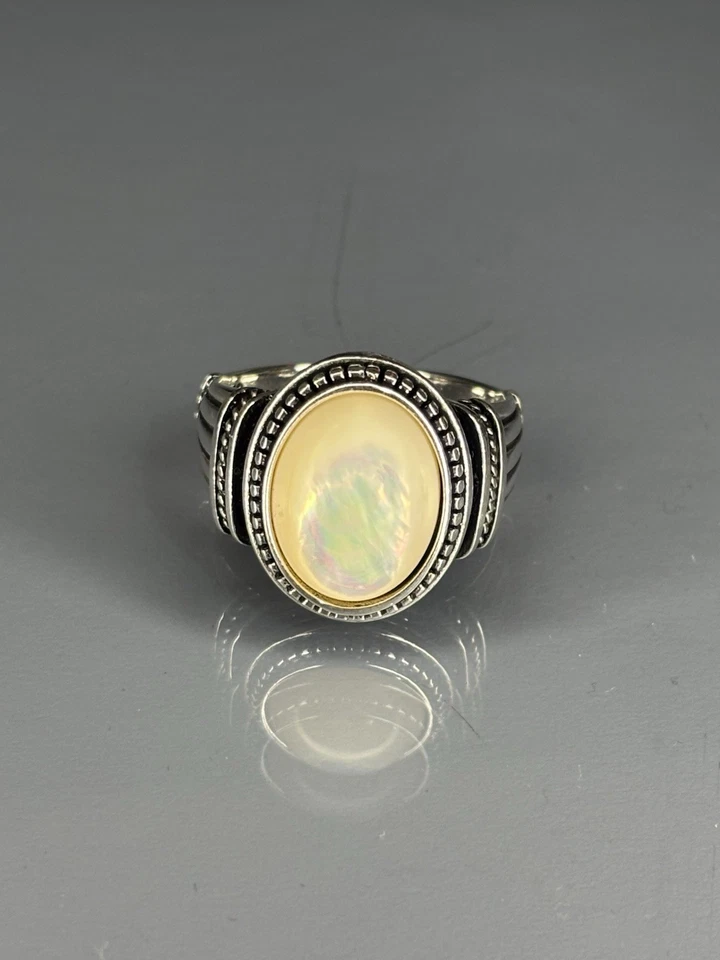 Anillo para hombre de plata de ley 925 con piedras de perlas: diseño otomano artesanal Foto 4 de 4