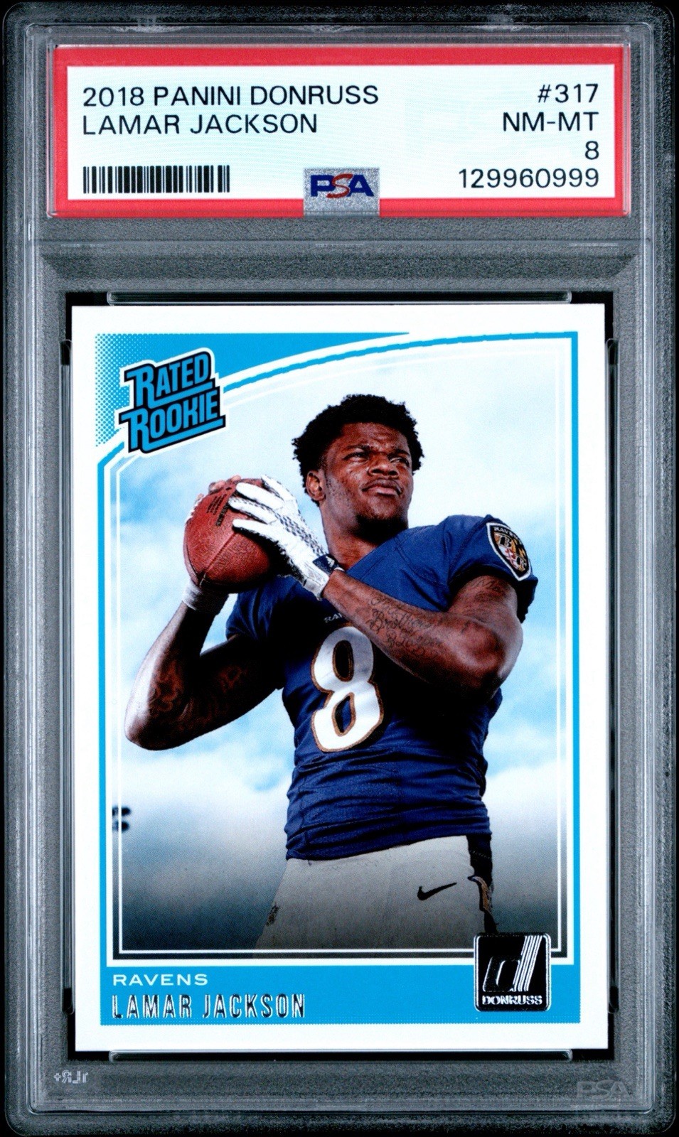 2018 Panini Donruss - Rated Rookie Lamar Jackson #317 (RC) PSA 8