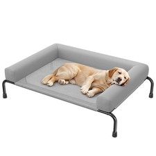 Elevated Dog Bed for Large Dogs, Cooling Raised Dog Cot with Bolsters, Breathab