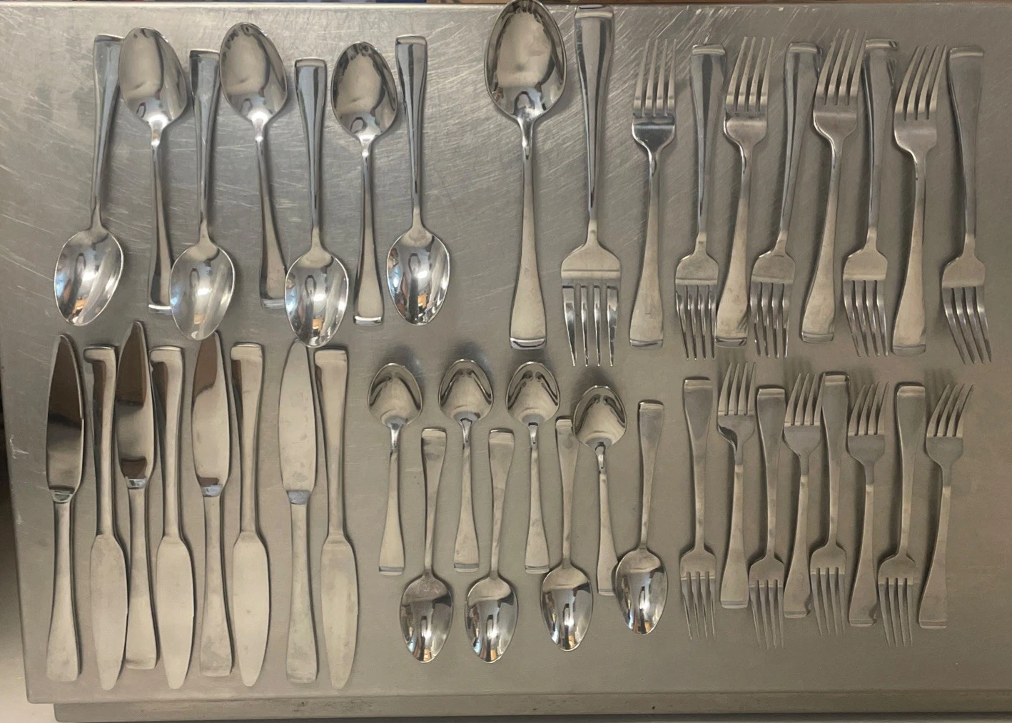 39 PIECE SET OF~~ONEIDA CHINA STAINLESS STEEL FLATWARE SET & 2 serving pieces