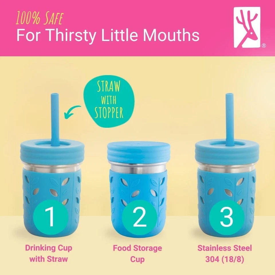 10oz Stainless Steel Kids Drinking Cups with Lids, Straws | 4 Pack - image 3 of 4