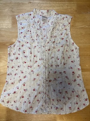 Vintage women's medium Y2K faded glory tank top latch hook textured floral