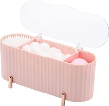 Qtips Holder, 3 Grids Separate Cotton Swabs Ball Dispenser, Storage Box, Jar for