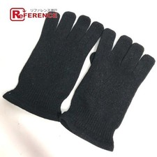 LOUIS VUITTON Monogram Lame Knit Gloves Black Cashmere Silk